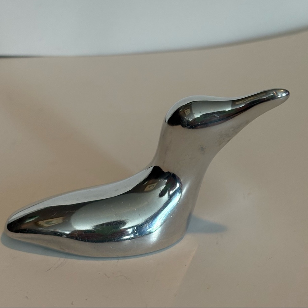 VTG Hoselton Canada Polished Bird Loon Aluminum Sculpture #1030 signed 2X4”READ